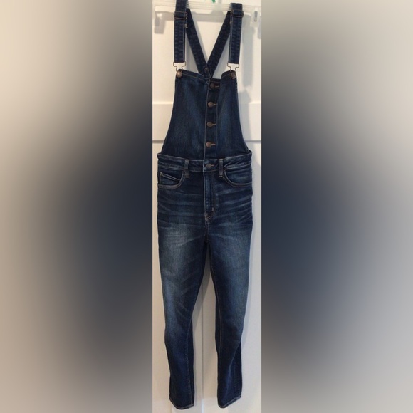 American Eagle Womens Size 6 Reg Jegging Overall Bib Overalls Blue Jeans Stretch - Picture 2 of 16